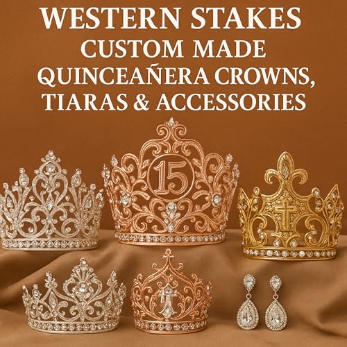 Western Stakes Princess Tiara Crown Crystal Rhinestone for Wedding, Quinceañera & Pageant
