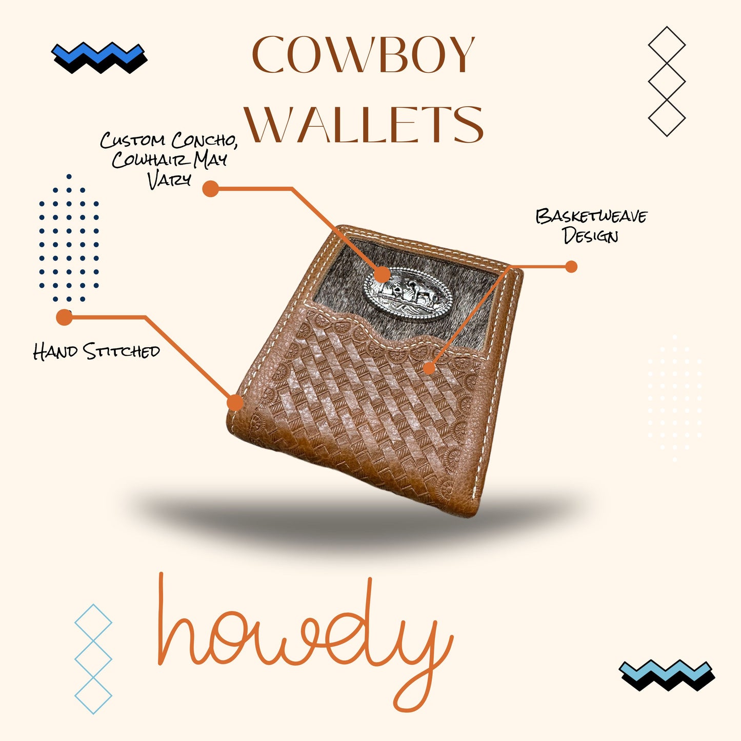 Leather Wallet Basketweave Cowboy Praying Concho