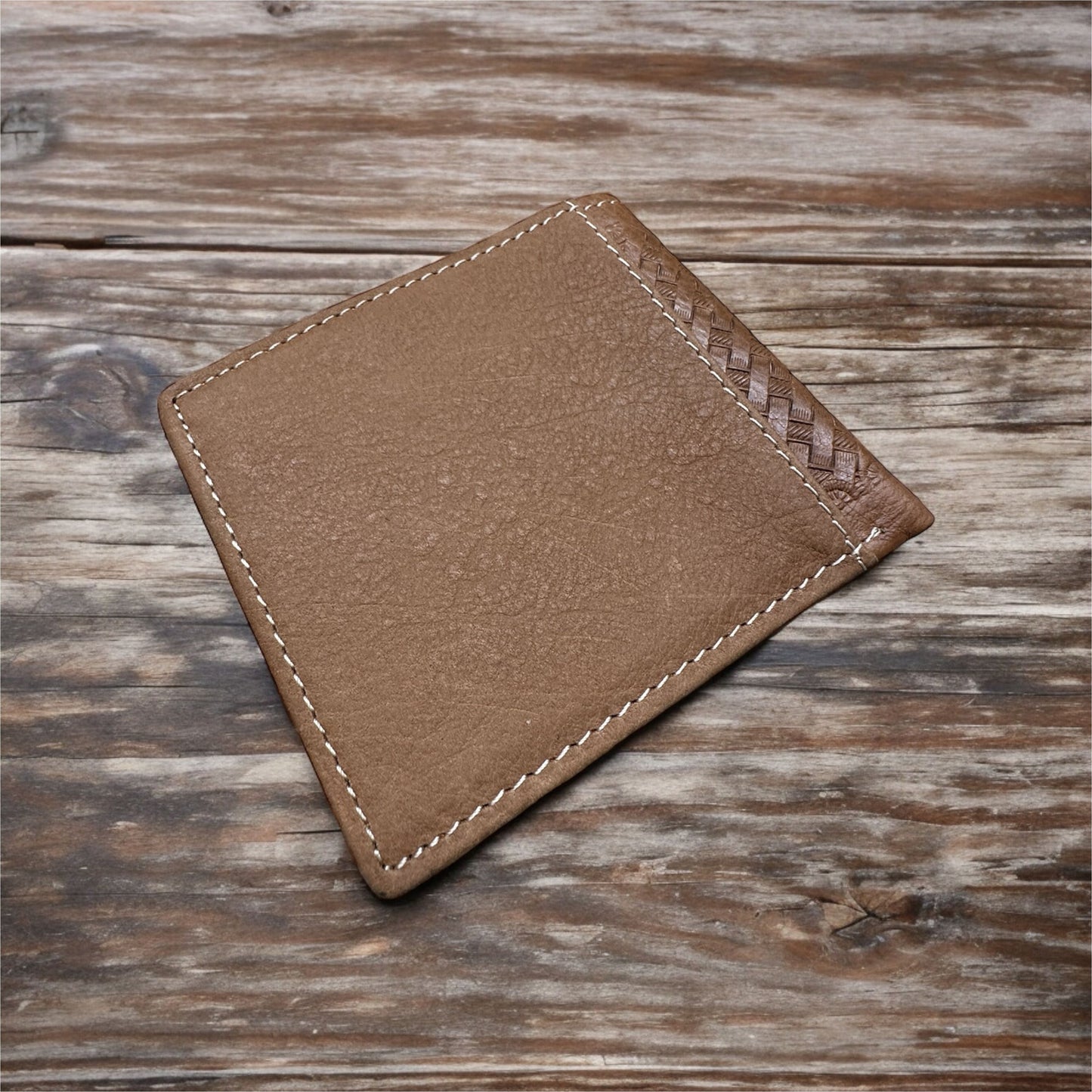 Leather Wallet Basketweave Cowboy Praying Concho