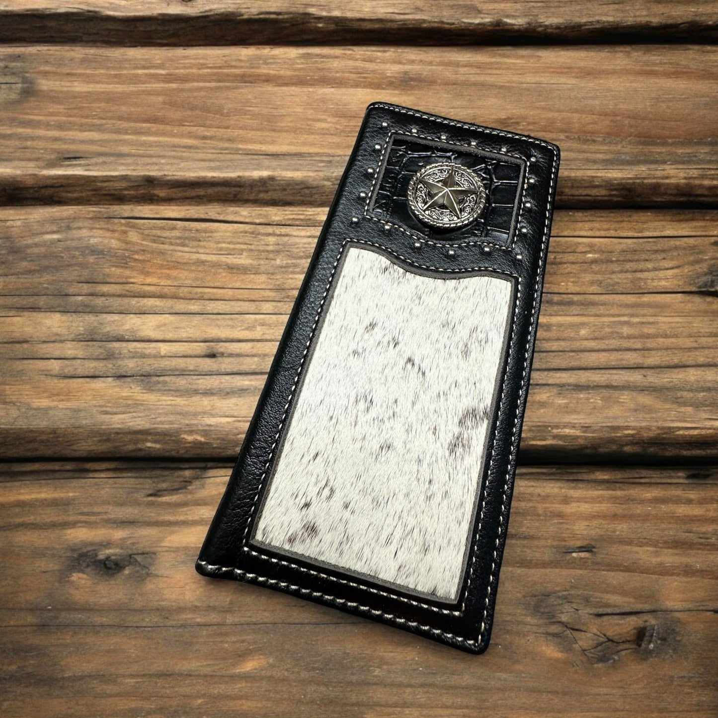 Rodeo Long Wallet With Cowhair & Lone Star Concho