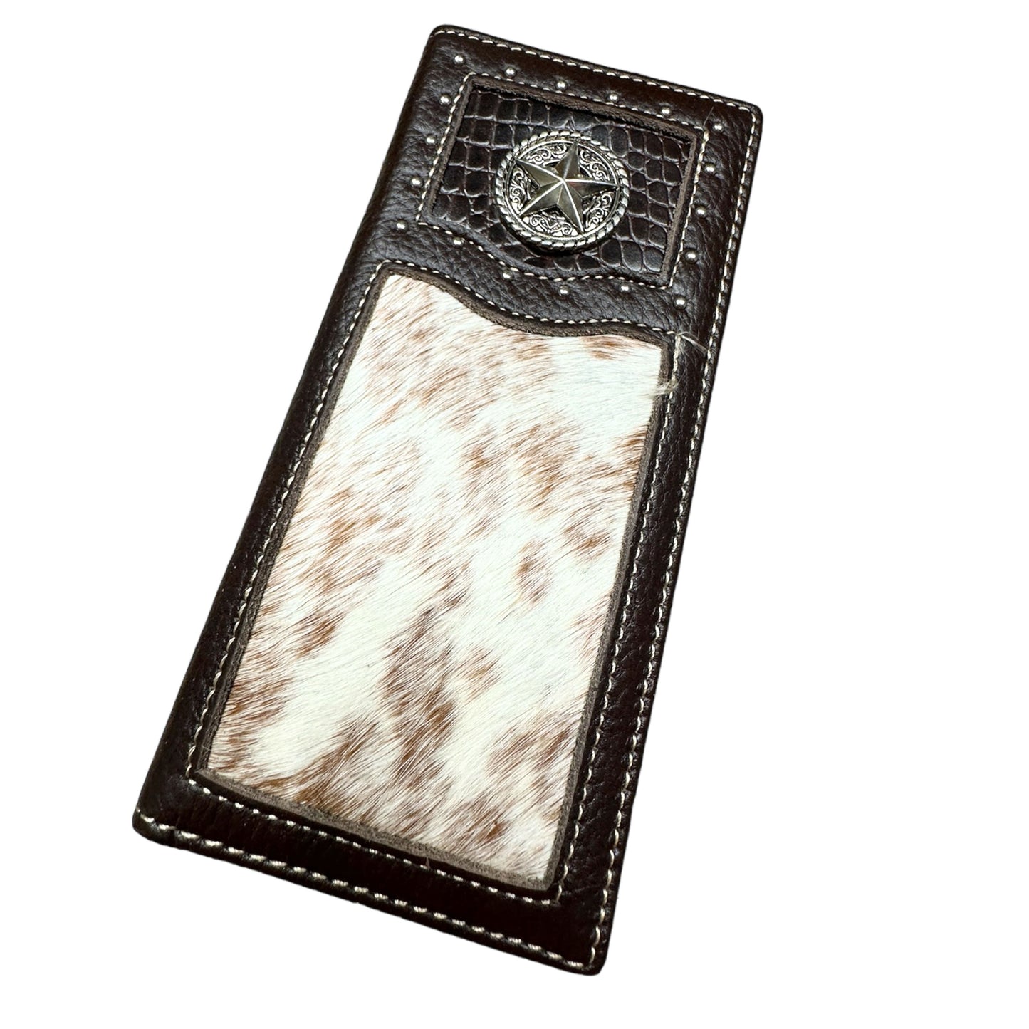 Rodeo Long Wallet With Cowhair & Lone Star Concho