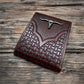 Leather Basket Weave Longhorn Concho Wallet