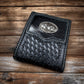 Leather Wallet Basketweave Cowboy Praying Concho