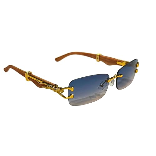 Luxury Rectangle Sunglasses — Unisex Designer Shades with Gold Cheetah Frame