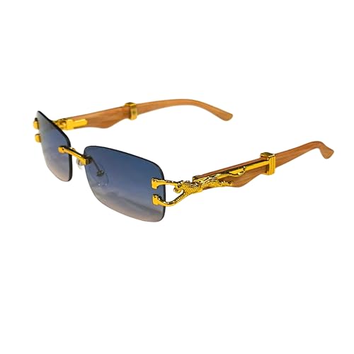 Luxury Rectangle Sunglasses — Unisex Designer Shades with Gold Cheetah Frame