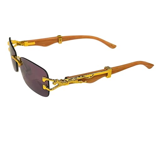 Luxury Rectangle Sunglasses — Unisex Designer Shades with Gold Cheetah Frame