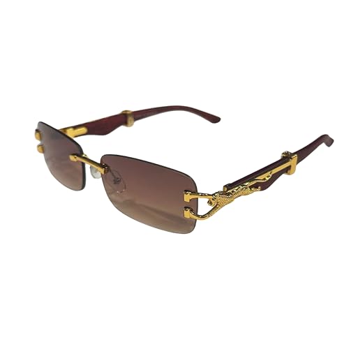 Luxury Rectangle Sunglasses — Unisex Designer Shades with Gold Cheetah Frame