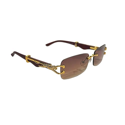 Luxury Rectangle Sunglasses — Unisex Designer Shades with Gold Cheetah Frame
