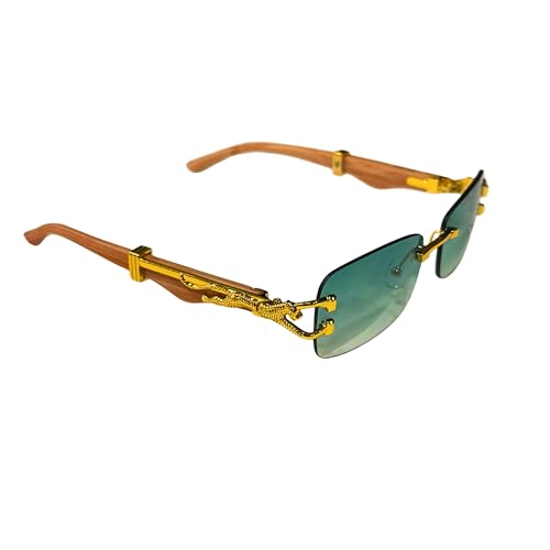 Luxury Rectangle Sunglasses — Unisex Designer Shades with Gold Cheetah Frame