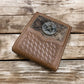 Leather Wallet Basketweave Lone Star Concho w/ Cowhair