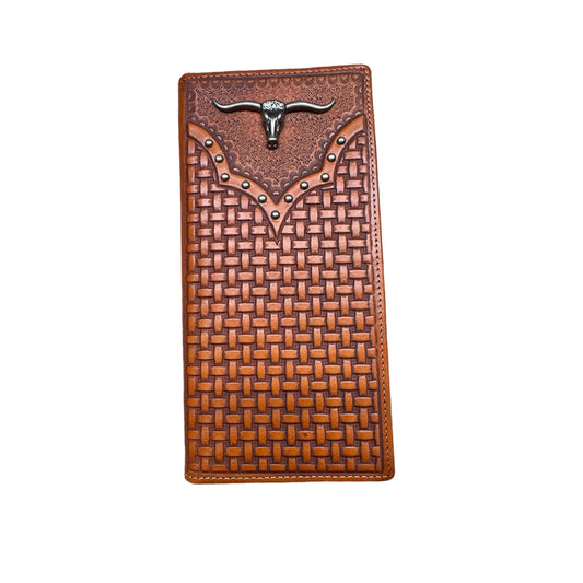 Tooled Leather Long Concho Long Wallet