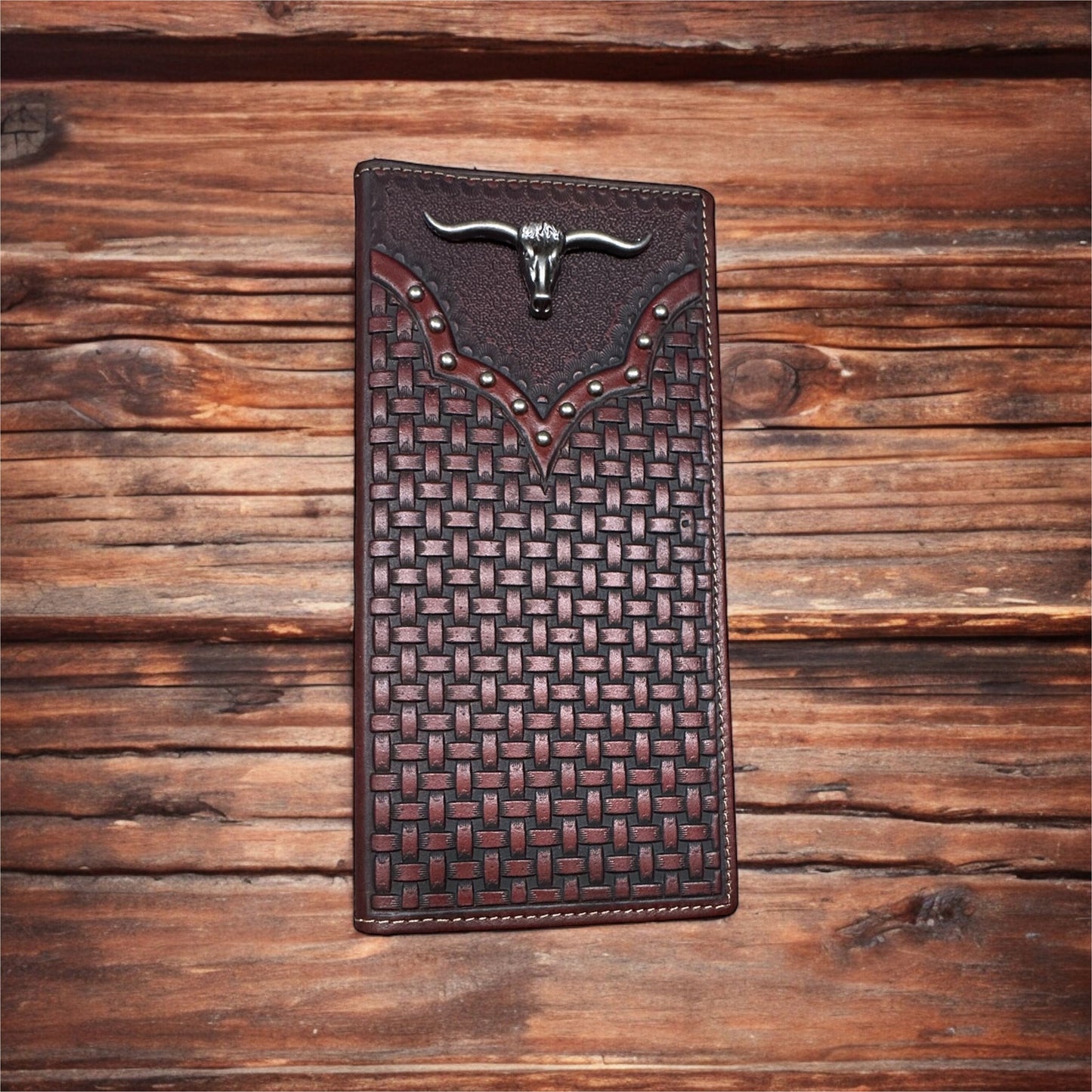 Tooled Leather Long Concho Long Wallet