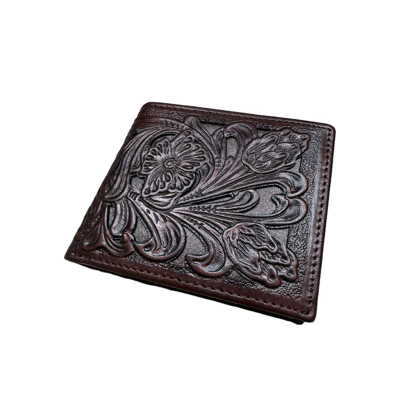 Classic Floral Leather Cowboy Wallet