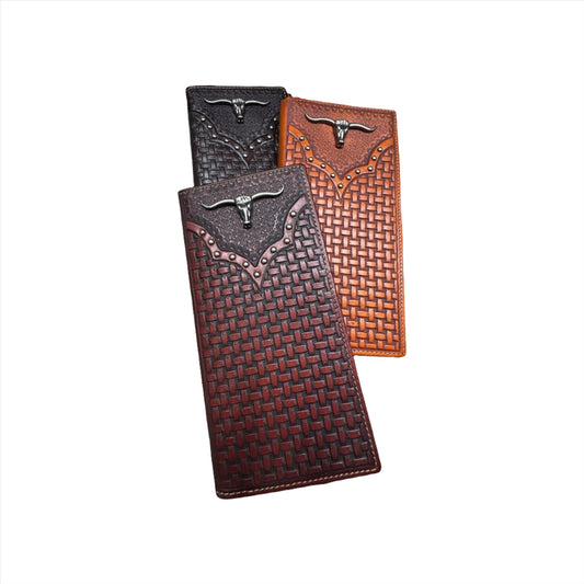 Tooled Leather Long Concho Long Wallet