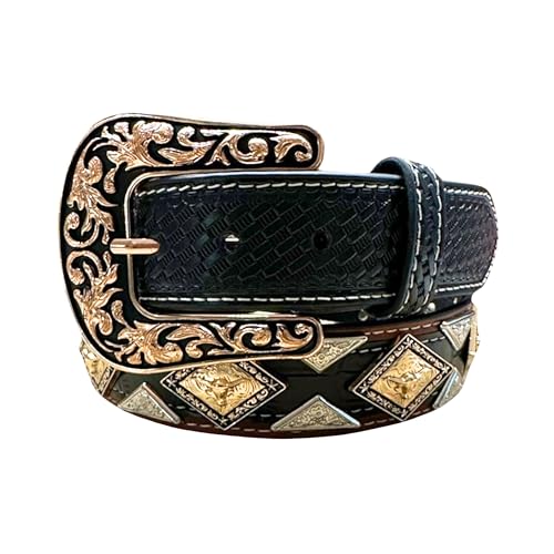 Leather Western Belts For Men Longhorn Bling Concho High End