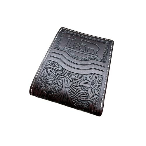 Praying Cowboy Embossed Tooled Bi Fold Leather Wallet