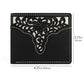 Western Stakes Men’s Bi-Fold Wallet – Genuine Leather with Flip ID, Laser-Cut Design