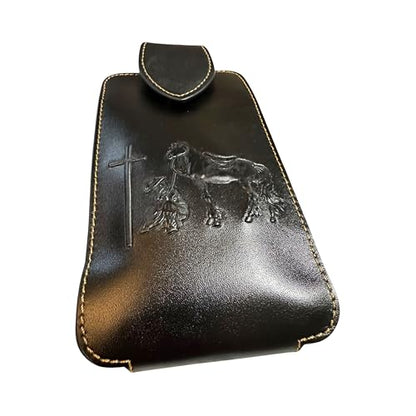 Western Leather Phone Belt Holster Emboss Cowboy Praying at Cross