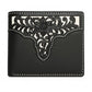 Western Stakes Men’s Bi-Fold Wallet – Genuine Leather with Flip ID, Laser-Cut Design