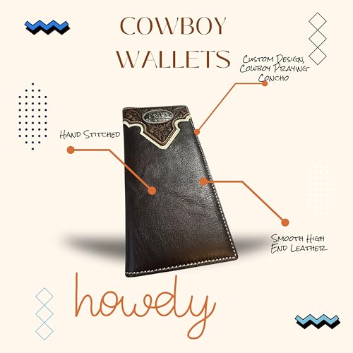 Western Stakes | Leather Long Wallet | Floral Tooled Cowboy at Cross