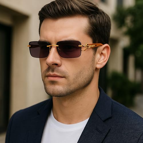 Luxury Rectangle Sunglasses — Unisex Designer Shades with Gold Cheetah Frame