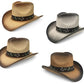 Women’s Western Cowboy Hat with Floral Teal Flower Band – Rice Paper Woven Straw
