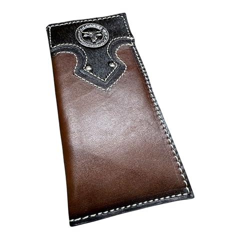 Leather Bi Fold Long Wallet Longhorn Concho Cowhair High End Made In Mexico