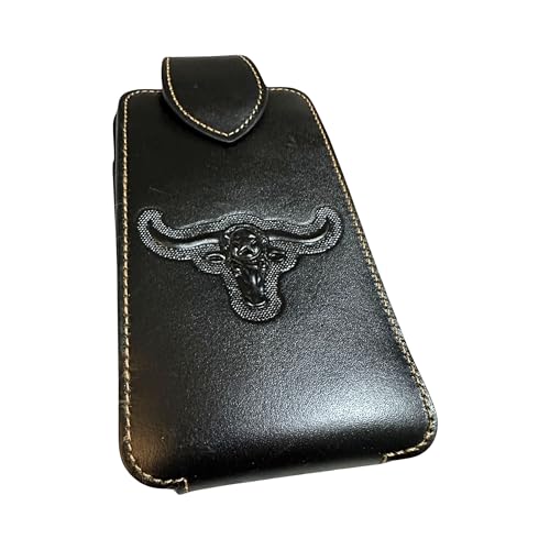 Western Stakes Leather Phone Belt Holster Embossed Longhorn Lonestar