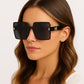 High-End Oversized Sunglasses for Men & Women – Luxury Square Frame Fashion Shades
