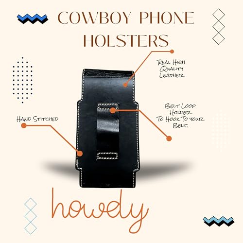 Western Leather Phone Belt Holster Tooled Horse Cowboy Concho