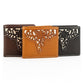Western Stakes Men’s Bi-Fold Wallet – Genuine Leather with Flip ID, Laser-Cut Design