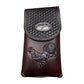 Western Stakes Western Leather Phone Belt Holster Cell Phone Case Pouch Embossed Tooled Rooster Concho Universal