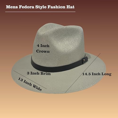 Men’s Panama Style Summer Hat – High-End Woven Beach Fedora with 3” Brim & 4” Crown