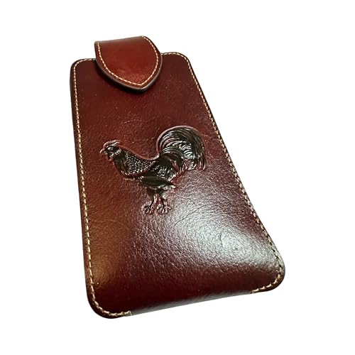 Western Stakes Leather Phone Belt Holster Embossed Rooster Gallo