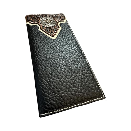 Leather Long Wallet Floral Tooled Bi Fold Lone Star Concho