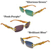 Luxury Rectangle Sunglasses — Unisex Designer Shades with Gold Cheetah Frame