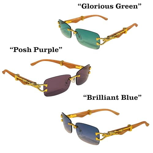 Luxury Rectangle Sunglasses — Unisex Designer Shades with Gold Cheetah Frame