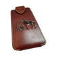 Western Leather Phone Belt Holster Emboss Cowboy Praying at Cross