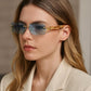 Luxury Rectangle Sunglasses — Unisex Designer Shades with Gold Cheetah Frame