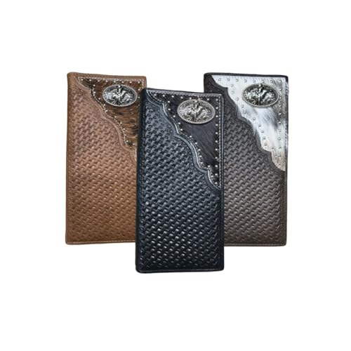 Western Stakes Mens Cowboy Bull Rider Rodeo Leather Long Wallet