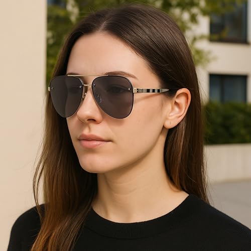 Luxury Aviator Sunglasses for Men & Women – Unisex Designer Shades with Metal Frame