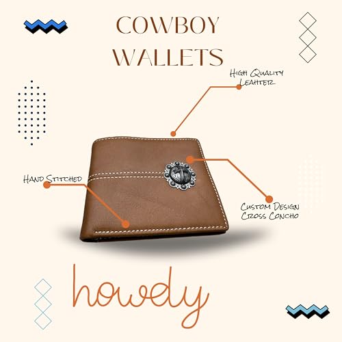 Leather Wallet Cross Concho Cowboy Soft Leather