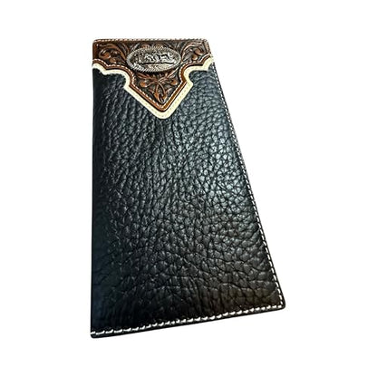 Western Stakes | Leather Long Wallet | Floral Tooled Cowboy at Cross