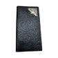 Western Stakes Leather Bi Fold Long Wallet Cowboy Praying at Cross Concho Tooled Floral Embossed