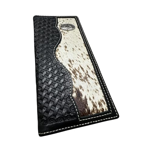 Western Stakes Mens Leather Wallet Basketweave Cowboy Horse Concho Cowhair High End Wallets