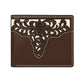 Western Stakes Men’s Bi-Fold Wallet – Genuine Leather with Flip ID, Laser-Cut Design