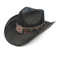 Women’s Western Cowboy Hat – High-End Rice Paper Woven Design – Longhorn Concho Band