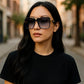 High-End Oversized Sunglasses – Fashion Square Frame UV Protection Shades, Universal Fit