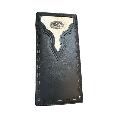 Leather Long Wallet Cowhair Horse Concho Cowhide Bi Fold Hand Crafted HighEnd Smooth Leather