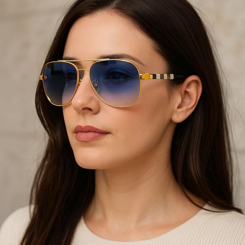 Western Stakes Luxury Rounded Aviator Sunglasses for Men & Women – Premium Metal Frame
